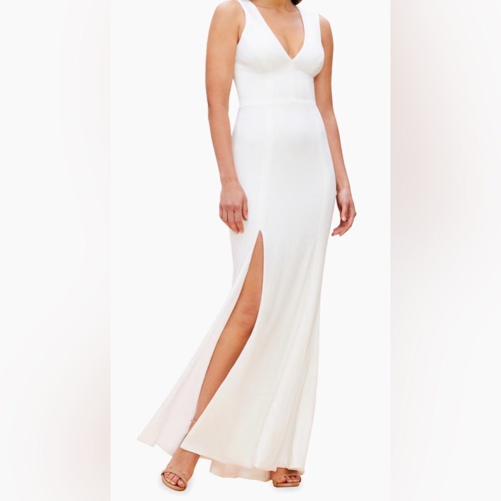 Dress the population Sandra  Crepe Slit Down Dress Off white NWT Size XL